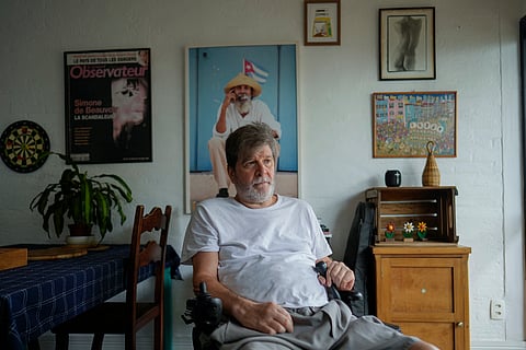 Brazilian novelist Marcelo Rubens Paiva, the author of the book that served as the basis for the film, 'I'm Still Here' poses for a photo during an interview at his home in Sao Paulo, Tuesday, Feb. 18, 2025