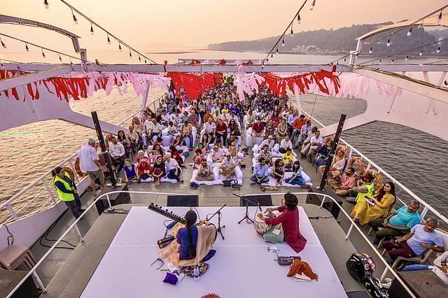 ‘River Raag’ curated by Bickram Ghosh, is one of Serendipity Arts Festival’s most anticipated events, with audiences enjoying live music to stunning sunset views on the Mandovi River