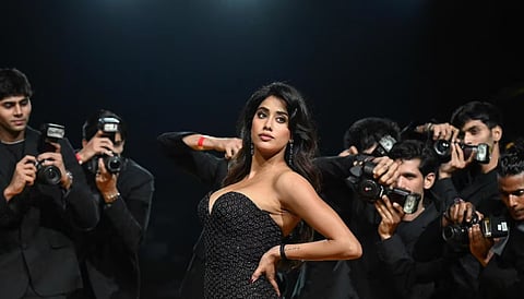 Janhvi Kapoor stuns in a strapless black number