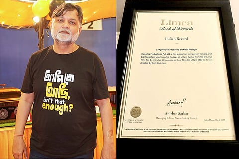 Srijit Mukherji (L); a snapshot of the certificate