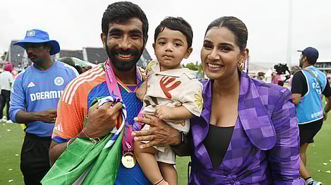 Sanjana with Jasprit and their son Angad