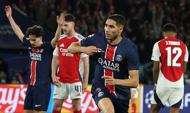 Achraf Hakimi after scoring the second goal for PSG