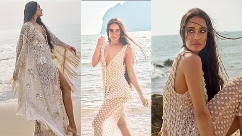 Lisa Haydon embodies effortless elegance in Arpita Mehta’s Duality: A Luxury Holiday Collection.