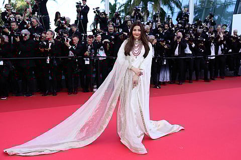 Aishwarya Rai Bachchan stuns in a Manish Malhotra saree at Cannes 2025