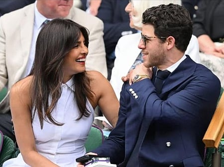 Priyanka Chopra attends the Wimbledon Championship in London with husband Nick Jonas