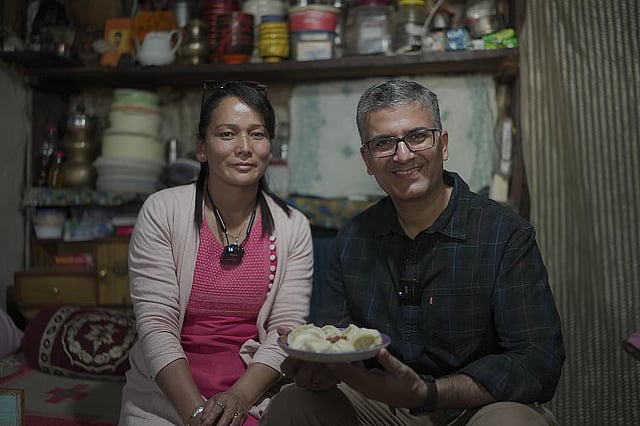 With Kesang Bodh, owner of Kalzang dhaba