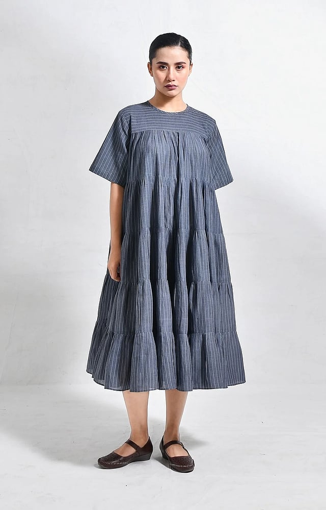 A curated lookbook image of The Hiranya’s Meeras collection showcasing modern silhouettes and traditional Indian textiles