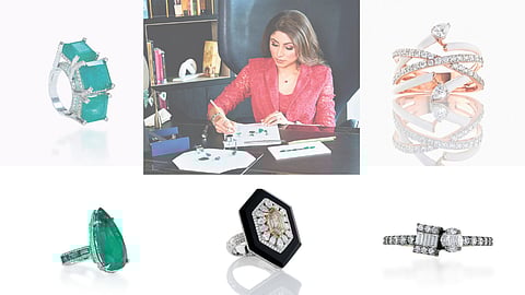 Ena Khandari, founder of Ena J Singh, designing and crafting bespoke jewellery pieces; bespoke rings