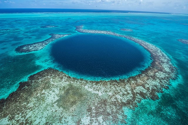 This, also known as the Great Blue Hole is a massive underwater sinkhole which is located in the Caribbean Sea off the coast of Belize. 