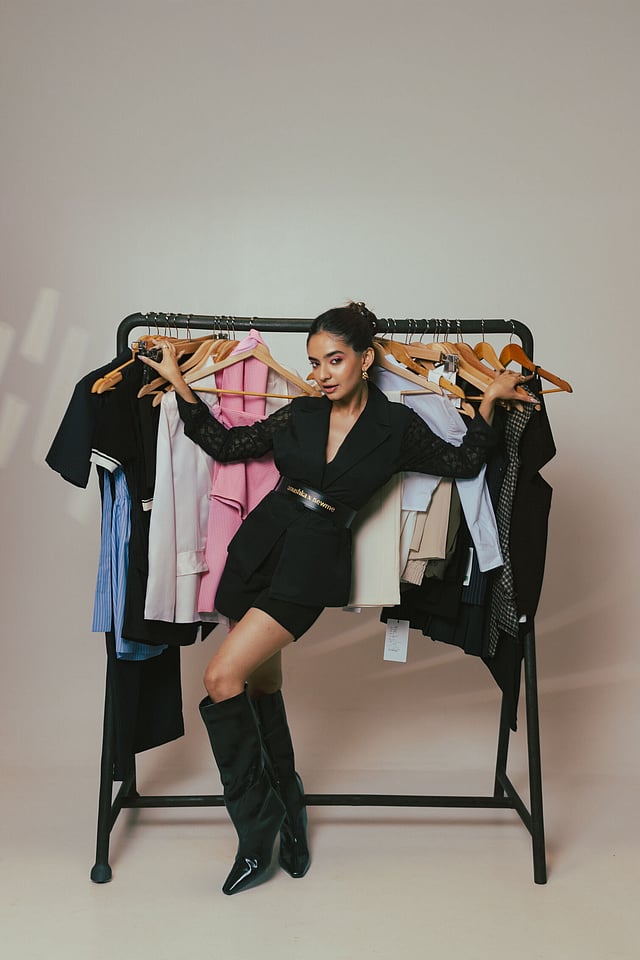 Anushka Sen wearing an outfit from NEWME WorkSenIty collection