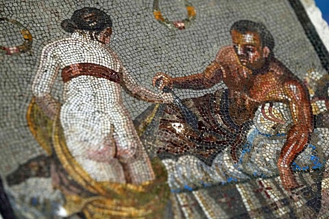 A Roman mosaic depicting a pair of lovers