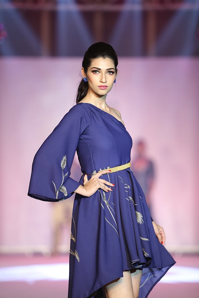 Model walking the runway at MCFW 2024