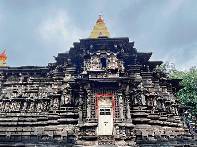 Ancient Amba Bai Temple in Kolhapur showcasing Chalukyan architecture and intricate stone carvings
