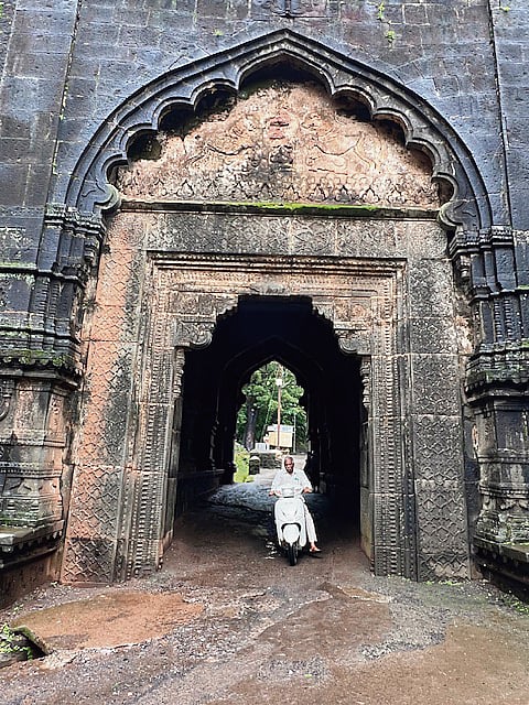 Historic Teen Darwaza gateway at Panhala Fort in Kolhapur, Maharashtra
