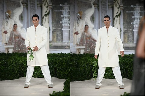 Akshay Kumar walks the ramp for Falguni Shane Peacock at India Couture Week 2025