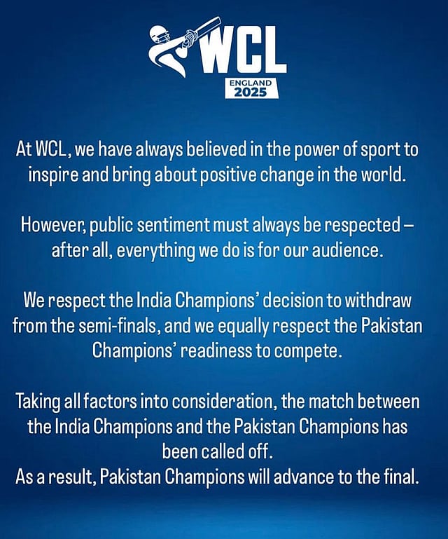 India walks out of WCL 2025