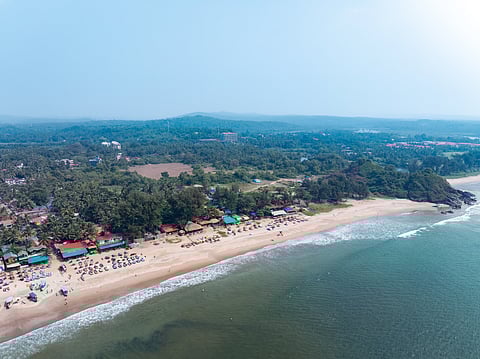 Drone views of the beach shore 