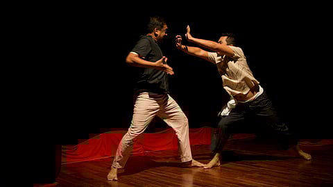 A performance where the lines are written in muscle, memory and air