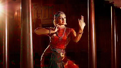 Actress-dancer Shobana strikes a bharatanatyam pose