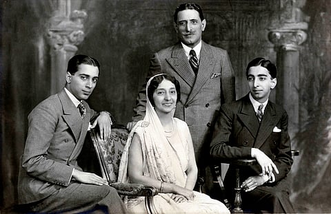 Homi Bhabha with his parents and brother Jamshed Bhabha