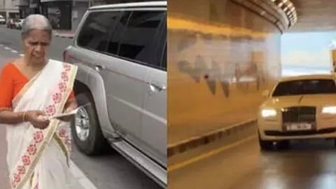 72 year old Kerala woman in Dubai turns heads driving Rolls Royce Ghost in saree