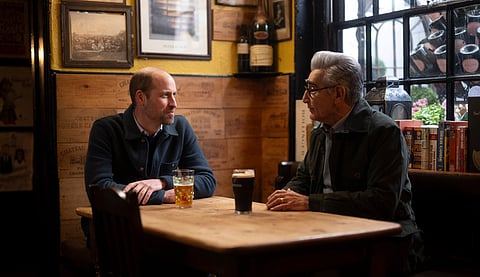 Prince William and Eugene Levy at Windsor Castle for the third season of The Reluctant Traveller