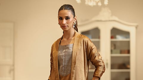 This label’s new collection silhouettes fashioned from hand-woven chanderi tissue
