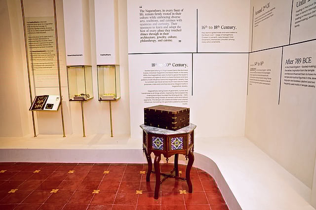 Inside the Pettagam showcasing the history of the Nagarathar Chettiars