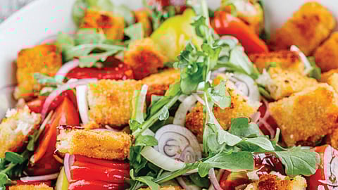 Fish Stick Panzanella from The Blue Food Cookbook elevates a staple
