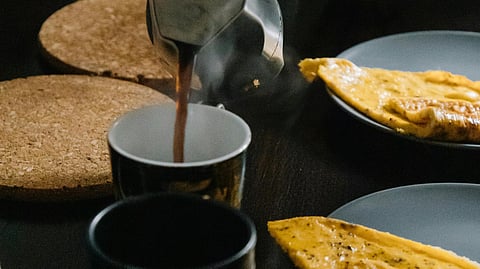Eggs in a coffee pot