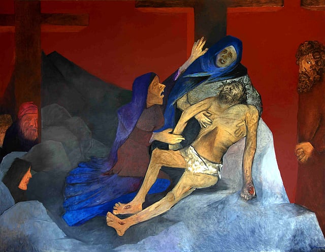 Pieta, 2008, Oil on canvas by Krishen Khanna
