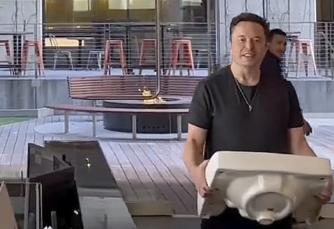 Elon Musk spoke about the details behind a viral video of him carrying a sink at Twitter's HQ from 2022