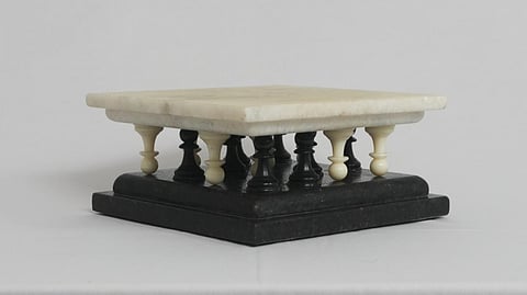 Soldiers patrol in the courtyard of the Louvre museum