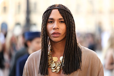 Olivier Rousteing appears at an event in Paris