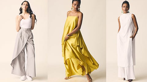 Unrush's The Timeless Festive Edit features structured jackets, relaxed trousers, and transitional separates in earthy tones and rich textures