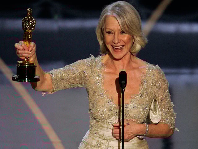 Helen Mirren accepts the Oscar for best actress for her work in The Queen the 79th Academy Awards in 2007