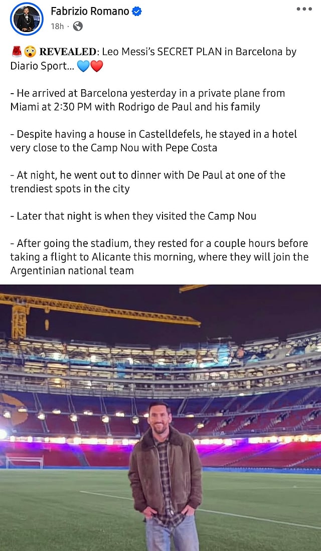 Fabrizio Romano reports on Messi's visit 