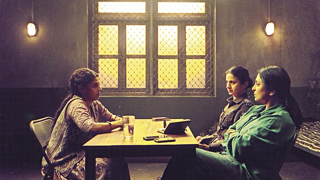 Shefali Shah with an ensemble cast in a still from Delhi Crime 3