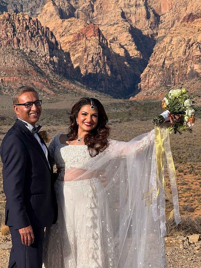Sujit Basu and Tnusree Chakraborty looks resplendent in their wedding attires