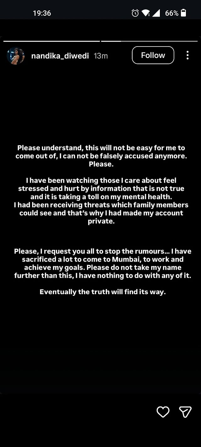 Nandika Dwivedi opens up on involvements in cheating allegations against Palash Muchhal