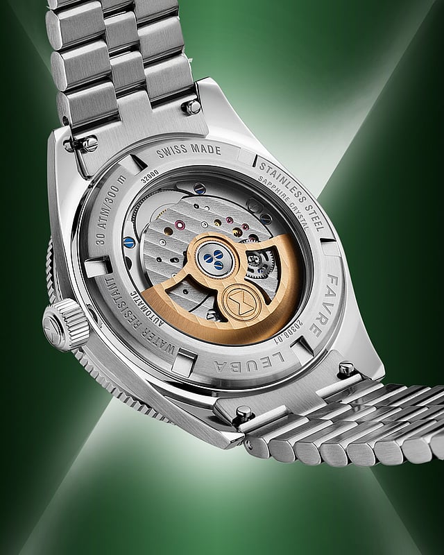 Caseback of Deep Raider Renaissance Malachite