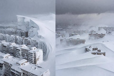 The town of Kamchatka is trapped in white as it receives the highest snowfall  of the century