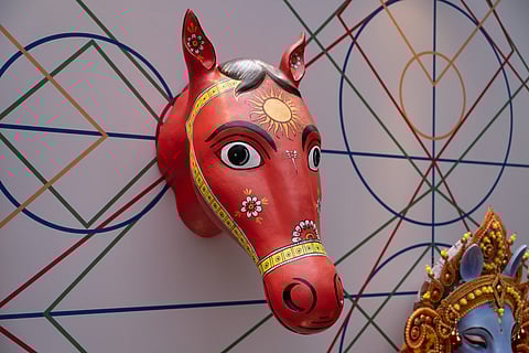 Ashvahit presents six sculptural horse faces and one absence