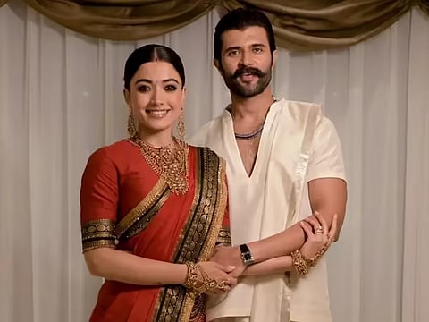 What did Rashmika–Vijay wear at their Hyderabad wedding reception?