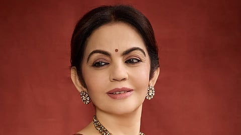 On the occasion of Ram Navami, Nita Ambani made a powerful statement in a handwoven Bandha Ikat saree