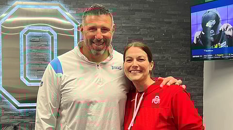 NFL coach Mike Vrabel and reporter Dianna Russini spotted together at a hotel