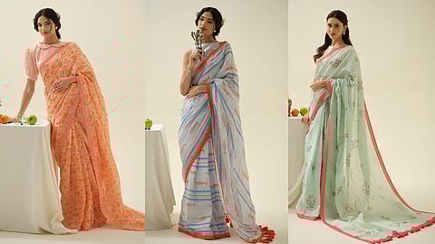 Indian Handloom Linen Sarees Get a Playful, Modern Update