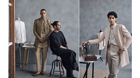 Minimalist wedding ensembles with relaxed silhouette and refined finish