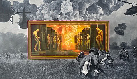 NFN Kalyan, Vishvarupa, 2021, Oil on canvas, 24 x 36 inches