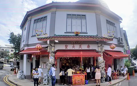 A Chinese Temple at a town square